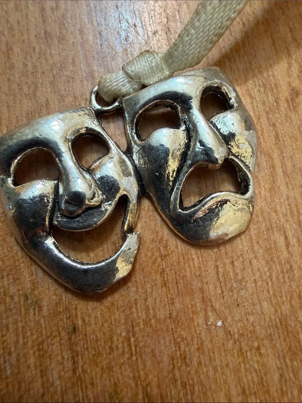 Theatre Mask Pendant Necklace - silver  Tone